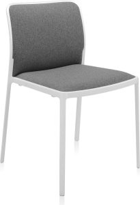 Krzesło Audrey Soft szare z białą ramą – elegancki design, komfortowe siedzisko, nowoczesny styl