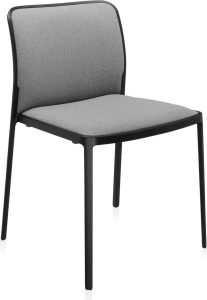 Krzesło Audrey Soft szare z czarną ramą – elegancki design, wygodne siedzisko, nowoczesny styl