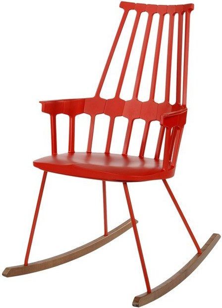 Krzesło bujane Comback pomarańczowoczerwone – nowoczesny design, trwały materiał, wygodne siedzisko