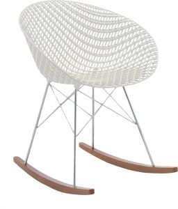 Krzesło bujane Smatrik białe – nowoczesny design, wygodna konstrukcja, idealne do salonu