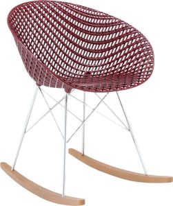Krzesło bujane Smatrik – elegancki design, kolor śliwkowy, komfortowe siedzisko, stabilna konstrukcja