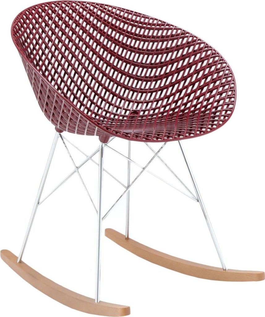 Krzesło bujane Smatrik – elegancki design, kolor śliwkowy, komfortowe siedzisko, stabilna konstrukcja
