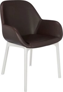 Krzesło Clap Eco Leather brązowe z białą ramą – stylowy design, wygoda, ekoskóra