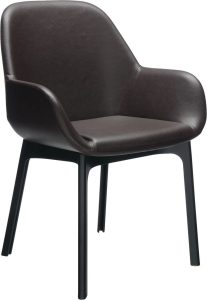 Krzesło Clap Eco Leather brązowe z czarną ramą – elegancki styl, komfort, wysoka jakość