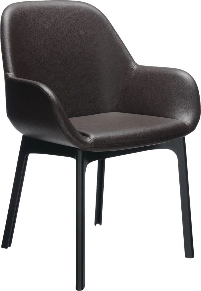Krzesło Clap Eco Leather brązowe z czarną ramą – elegancki styl, komfort, wysoka jakość