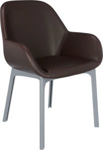 Krzesło Clap Eco Leather brązowe z szarą ramą – stylowe, komfortowe, nowoczesne