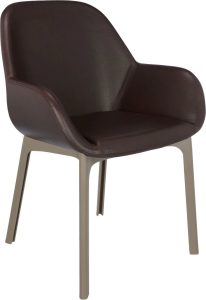 Krzesło Clap Eco Leather brązowe z taupe ramą – nowoczesny design, doskonała jakość, wygodne siedzenie