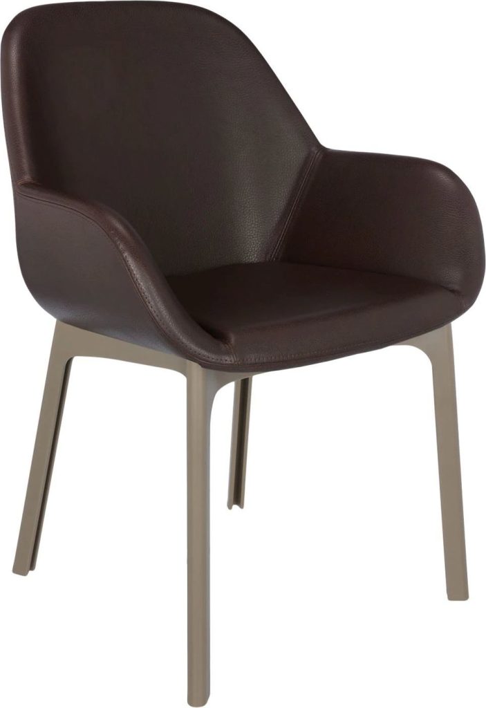 Krzesło Clap Eco Leather brązowe z taupe ramą – nowoczesny design, doskonała jakość, wygodne siedzenie
