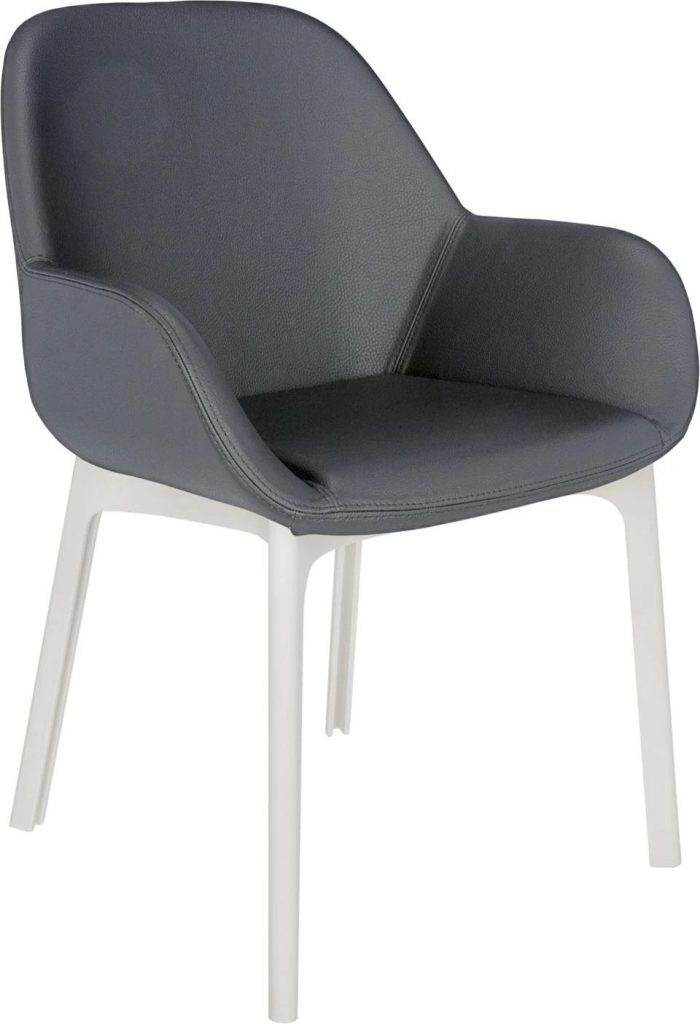 Krzesło Clap Eco Leather ciemnoszare z białą ramą – nowoczesny design, wygoda, trwałe materiały