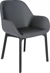 Krzesło Clap Eco Leather ciemnoszare z czarną ramą – nowoczesny design, trwały materiał, komfortowe siedzenie