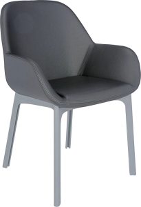 Krzesło Clap Eco Leather ciemnoszare z szarą ramą – elegancki design, wygoda, nowoczesny styl