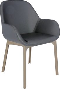 Krzesło Clap Eco Leather ciemnoszare z taupe ramą – eleganckie, nowoczesne, wygodne