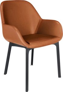 Krzesło Clap Eco Leather jasnobrązowe z czarną ramą – nowoczesny design, wygoda, trwałość