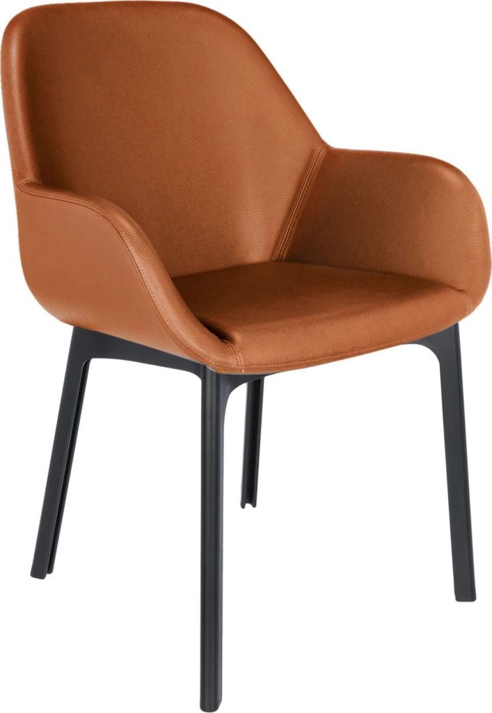 Krzesło Clap Eco Leather jasnobrązowe z czarną ramą – nowoczesny design, wygoda, trwałość