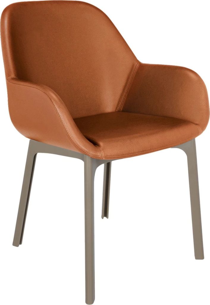 Krzesło Clap Eco Leather jasnobrązowe z taupe ramą – elegancki design, wygoda, materiał eco leather
