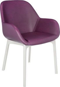 Krzesło Clap Eco Leather śliwkowe z białą ramą – elegancki design, wygoda, trwały materiał