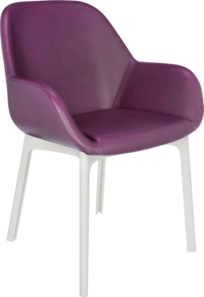 Krzesło Clap Eco Leather śliwkowe z białą ramą – elegancki design, wygoda, trwały materiał