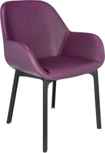 Krzesło Clap Eco Leather śliwkowe z czarną ramą – nowoczesny design, wygoda, trwałość