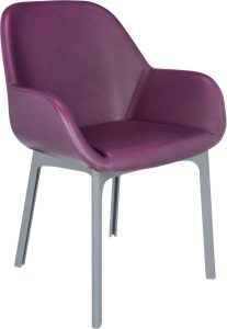Krzesło Clap Eco Leather śliwkowe z szarą ramą – komfort, nowoczesny design, trwałość, wyjątkowy kolor