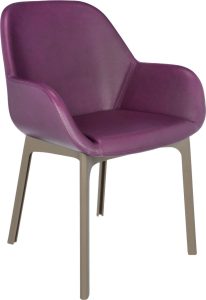 Krzesło Clap Eco Leather śliwkowe z taupe ramą – nowoczesny design, wygodne siedzisko, trwałe materiały