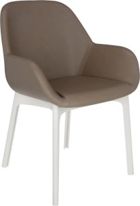 Krzesło Clap Eco Leather taupe z białą ramą – nowoczesny design, wygoda i trwałość