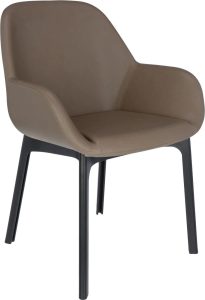Krzesło Clap Eco Leather taupe z czarną ramą – elegancki design, wysoka jakość, wygodne siedzisko