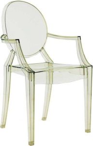 Krzesło Louis Ghost kryształowa zieleń – nowoczesny design, transparentna struktura, wygodne siedzisko, idealne do wnętrz