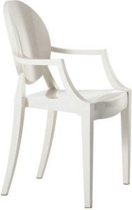 Krzesło Louis Ghost nieprzeźroczyste lśniąca biel – elegancki design, nowoczesny styl, trwały materiał