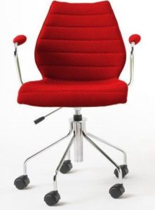 Krzesło na kółkach Maui Soft czerwone – ergonomiczne, komfortowe, nowoczesny design