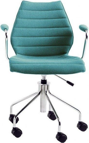 Krzesło na kółkach Maui Soft – ergonomiczny design, niebieskozielony kolor, tapicerka z materiału wysokiej jakości
