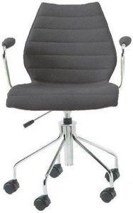 Krzesło na kółkach Maui Soft szare – ergonomiczne, obrotowe, tapicerowane, z regulacją wysokości