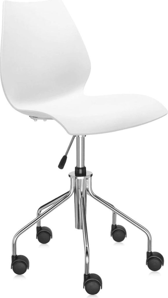 Krzesło na kółkach Maui Swivel białe – ergonomiczne, obrotowe, z funkcją regulacji wysokości