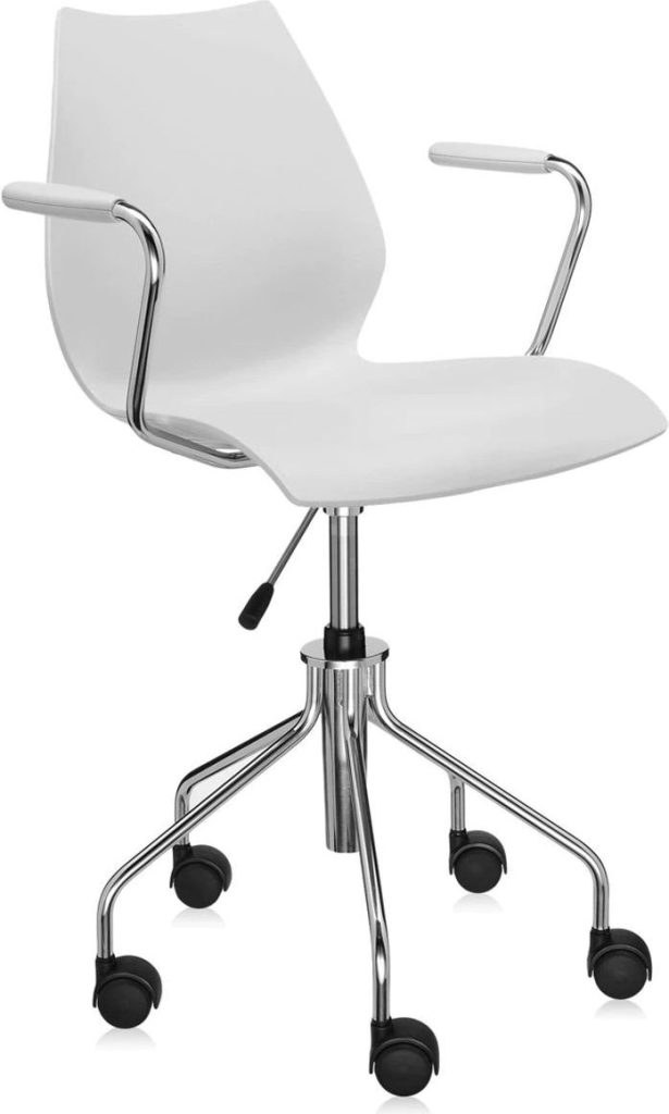 Krzesło na kółkach Maui Swivel jasnoszare z podłokietnikami – ergonomiczne, nowoczesne, komfortowe