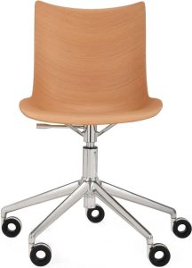Krzesło obrotowe P Wood jasne drewno z chromowaną ramą – elegancki design, komfort, funkcjonalność