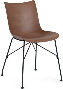 Krzesło P Wood 81 cm ciemne z okleiny drewnianej na czarnych nogach – elegancki design, solidna konstrukcja, idealne do wnętrz