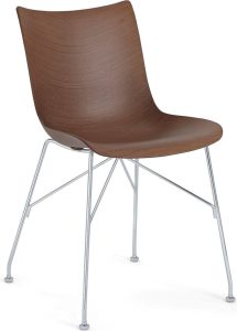 Krzesło P Wood 83 cm ciemne z okleiny drewnianej na srebrnych nogach – elegancki design, wysoka jakość, trwałość