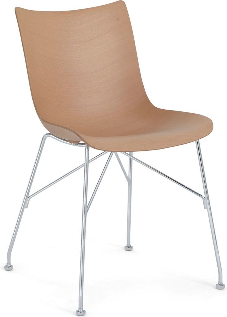 Krzesło P Wood 83 cm jasne z okleiny drewnianej na srebrnych nogach – elegancki design, trwały materiał, nowoczesny styl