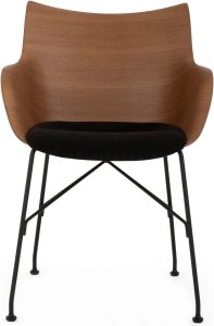 Krzesło Q Wood ciemne drewno z czarną ramą siedzisko czarne – elegancki design, trwałe materiały, uniwersalne zastosowanie