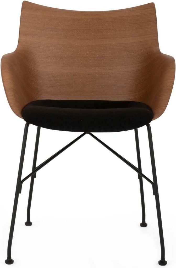 Krzesło Q Wood ciemne drewno z czarną ramą siedzisko czarne – elegancki design, trwałe materiały, uniwersalne zastosowanie