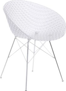 Krzesło Smatrik kryształowe z chromowanymi nogami – elegancki design, nowoczesne materiały, wygoda użytkowania