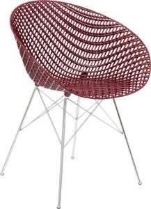 Krzesło Smatrik śliwkowe z chromowanymi nogami – elegancki design, komfortowe siedzisko, trwałe materiały