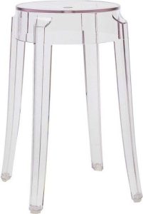 Stołek Charles kryształowy – elegancki design, przezroczysty materiał, nowoczesny styl