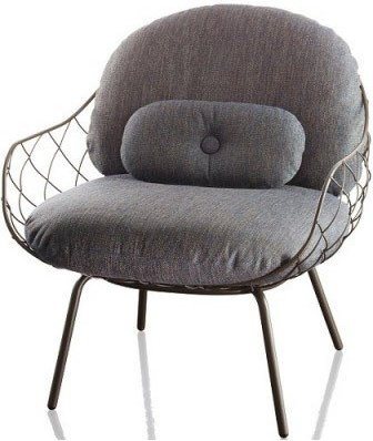 Fotel niski Pina szare rama i siedzisko, szare nogi – nowoczesny design, komfort, trwałość