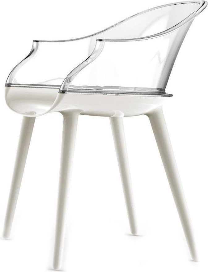 Krzesło Cyborg Couplings – siedzisko białe, oparcie transparentne, nowoczesny design