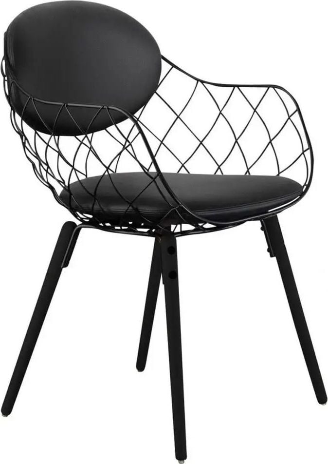 Krzesło Pina czarne materiał skóra nogi czarne – elegancki design, trwałe materiały, nowoczesny styl