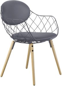 Krzesło Pina szare – eleganckie, nowoczesne, materiał Steelcut 2, nogi jesion