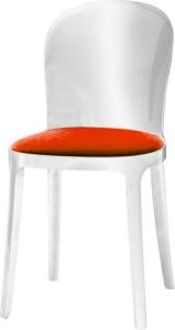 Krzesło przezroczyste bezbarwne Vanity czerwony materiał – nowoczesny design, wygoda, uniwersalne zastosowanie