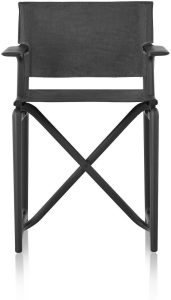 Krzesło Stanley – elegancka czarna rama, czarny materiał, nowoczesny design