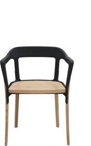 Krzesło Steelwood nogi i siedzisko naturalny dąb, oparcie czarne – styl skandynawski, solidne materiały, elegancki design
