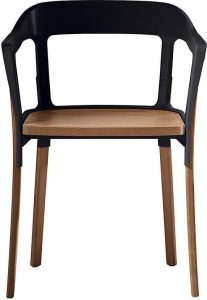 Krzesło Steelwood nogi i siedziskoorzech amerykański oparcie czarne – nowoczesny design, trwałe materiały, elegancki wygląd